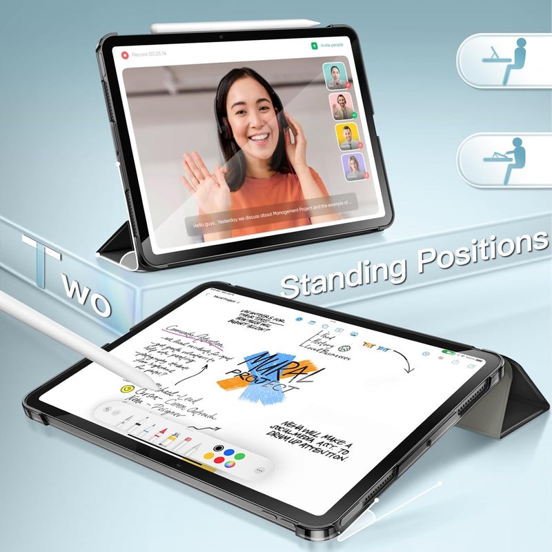 Jetech حافظة لجهاز iPad Air 11 بوصة M3/M2 (2025/2024)، iPad Air 5/4 (2022/2020 الجيل 5/4 10.9 بوصة)، غلاف خلفي صلب نحيف مع خاصية الاستيقاظ/النوم التلقائي (أسود) - Image 5